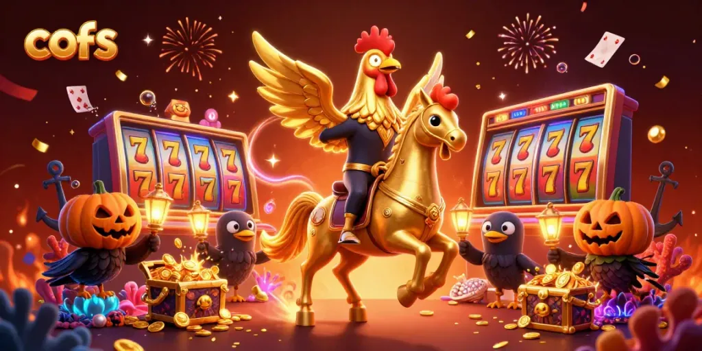 Spin to win at cofs with a vibrant, action-filled casino scene featuring unique characters.