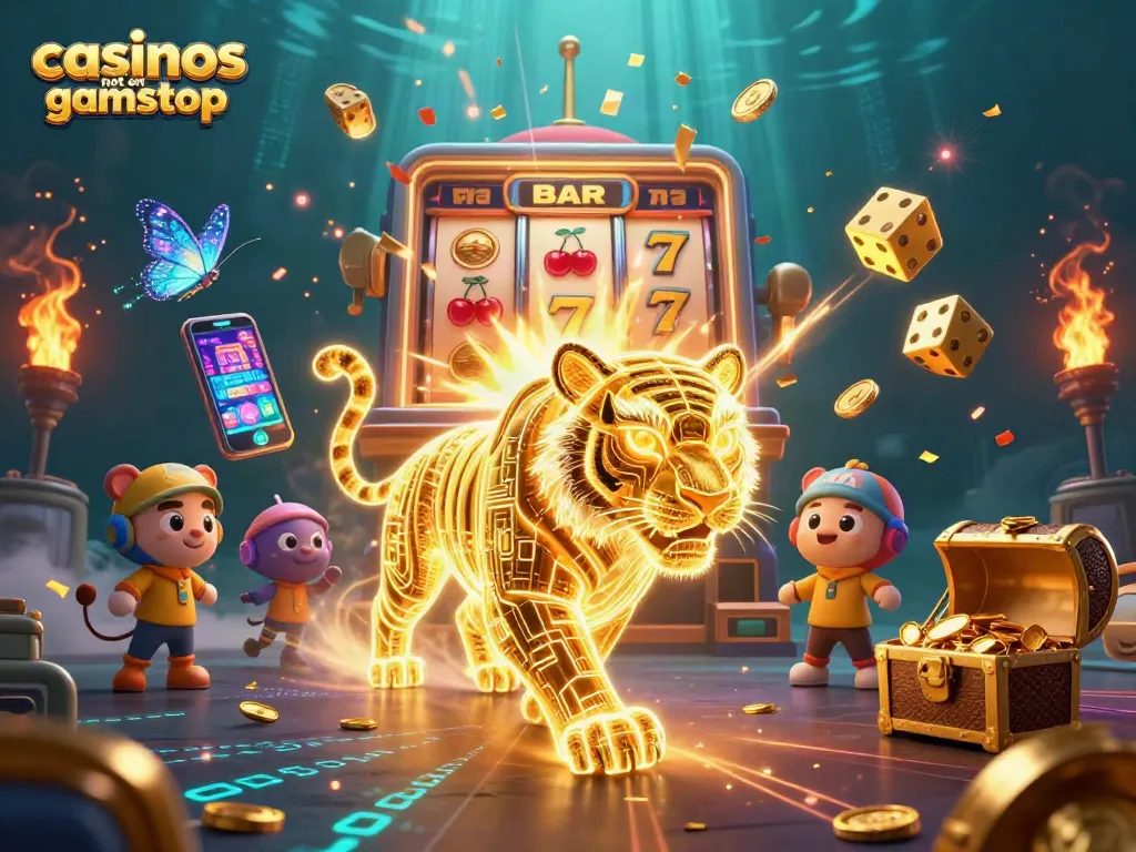 Experience vibrant gaming at casinos not on gamstop with a dazzling 3D casino illustration.