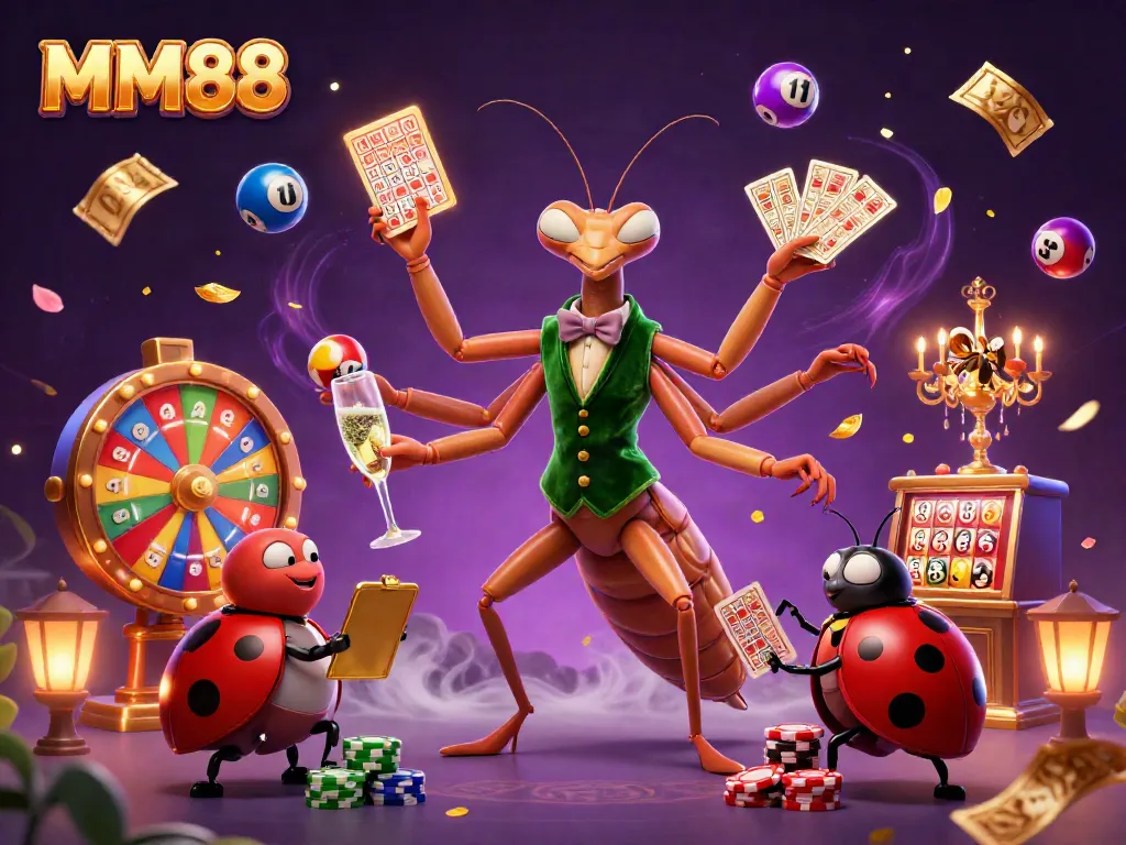 Experience the excitement of MM88 with a vibrant casino scene showcasing dynamic game elements and characters.