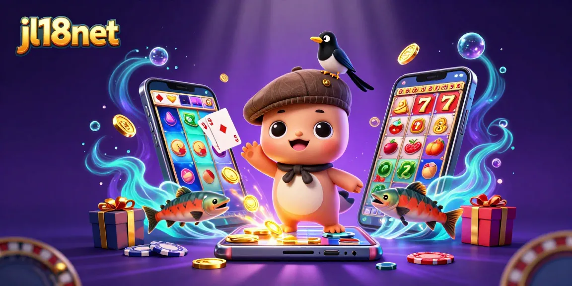 Spin and win on jl18net with a playful Nessie and friends in a vibrant casino scene.