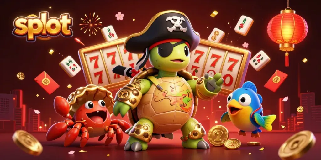 Spin exciting slot games with a vibrant turtle pirate, golden hermit crab, and bandana-wearing parrotfish.