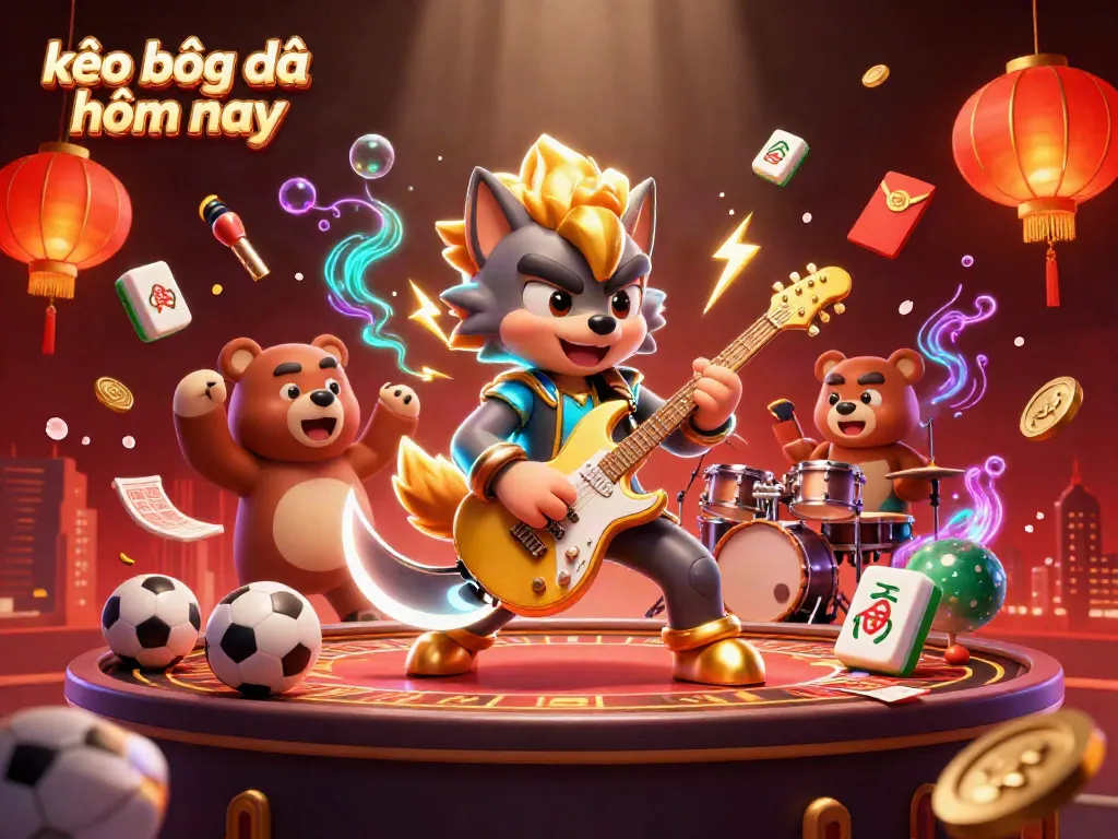 Experience kèo bóng đá hôm nay with dynamic casino vibes featuring rock star characters and vibrant elements.