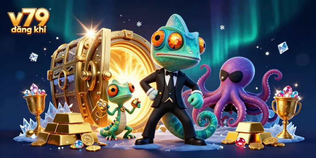 Experience thrilling gaming adventures with v79 đăng ký in this vibrant 3D casino scene.
