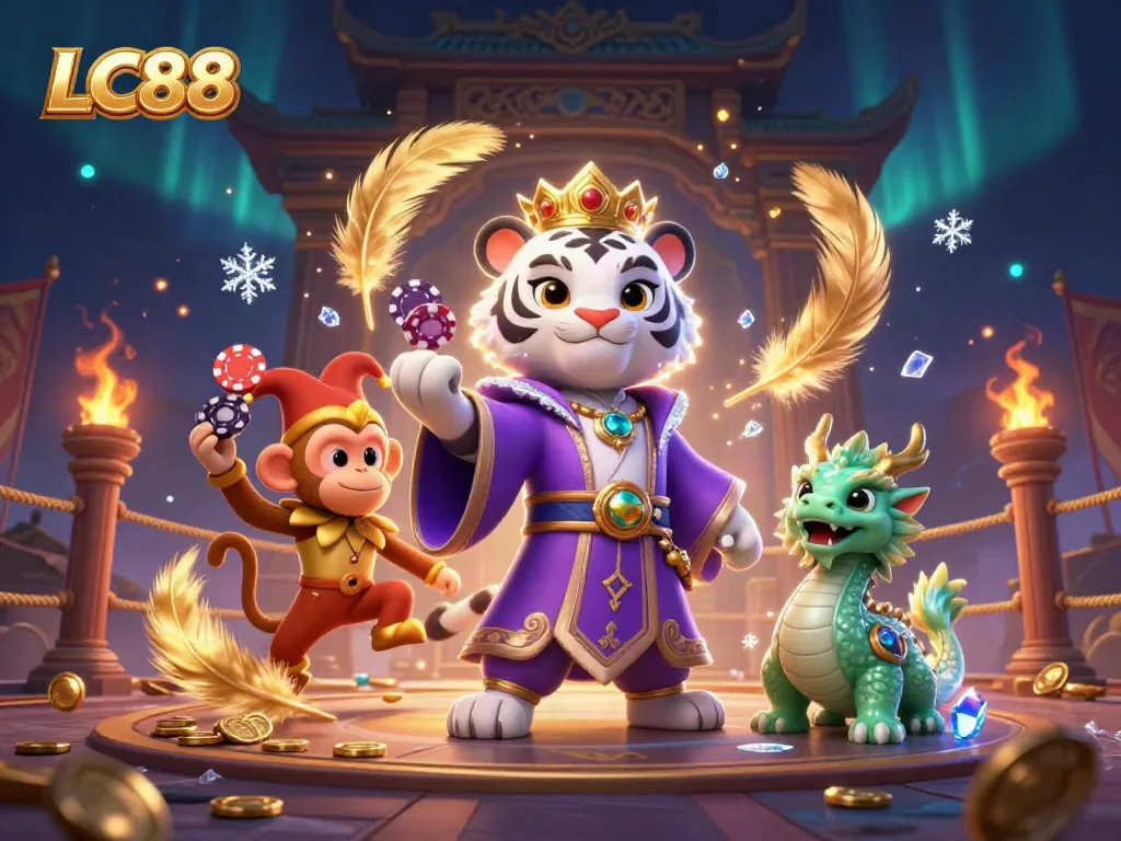 Experience the thrill of LC88 with vibrant characters, casino elements, and dynamic energy.