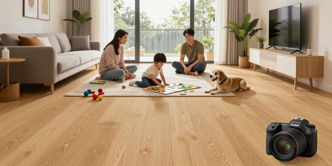 Best flooring for sound insulation in UK homes featuring family enjoying cork flooring, creating a cozy atmosphere.