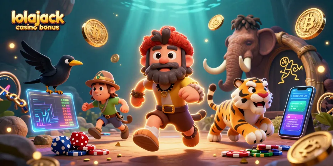 Play thrilling games with the lolajack casino bonus, featuring vibrant crypto elements and unique characters.