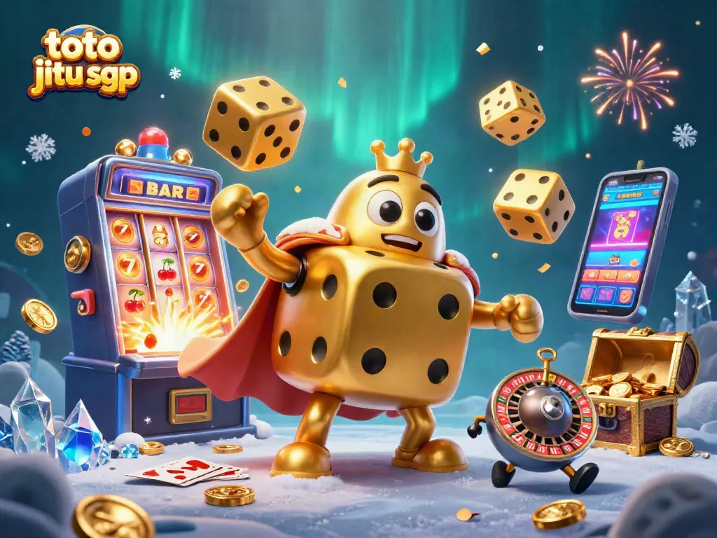 Bermain dengan toto jitu sgp dalam ilustrasi keajaiban kasino 3D penuh keceriaan dan elemen kasino hidup