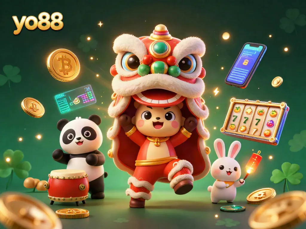 Join the excitement of yo88 with lively characters celebrating in a vibrant casino atmosphere.