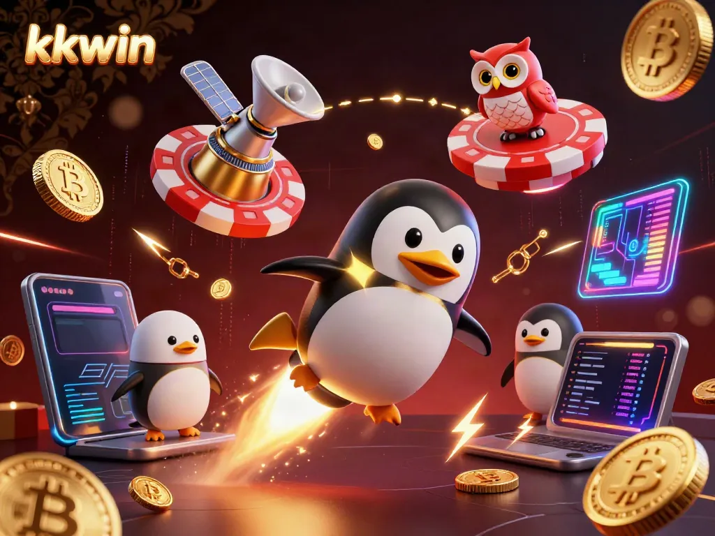 Experience thrilling gameplay with KKWin in this vibrant 3D illustration filled with casino elements.