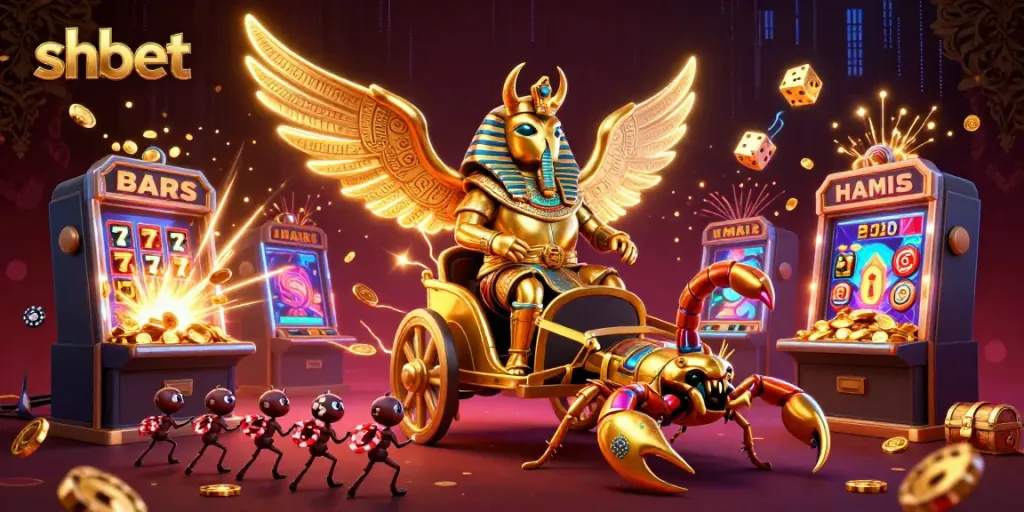Experience thrilling gaming at shbet with a captivating 3D illustration showcasing vibrant casino action.