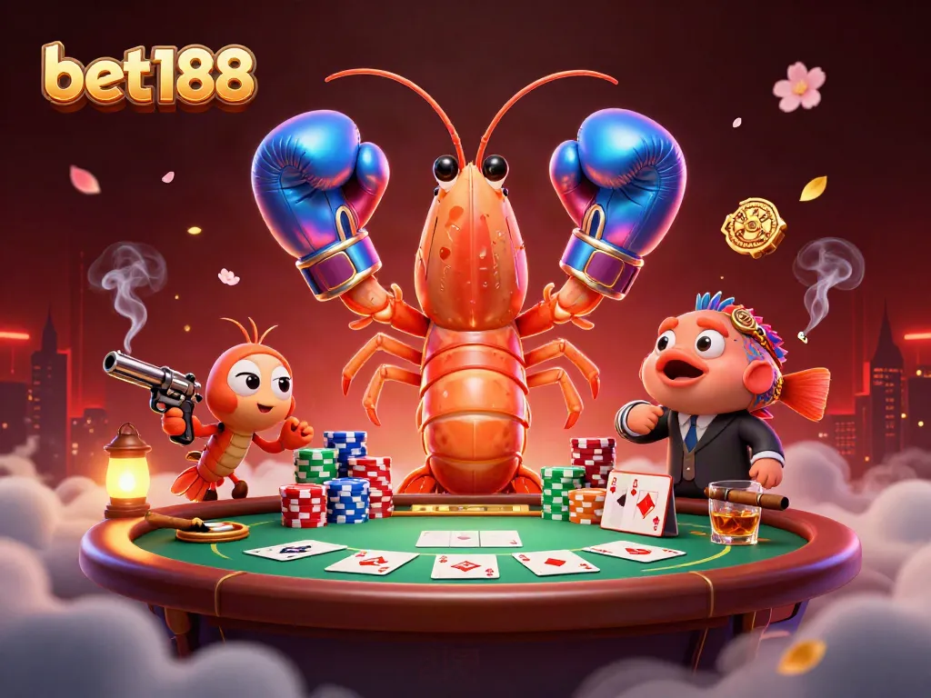 Experience thrilling gameplay with bet188 in an energetic poker scene featuring colorful chips and characters.