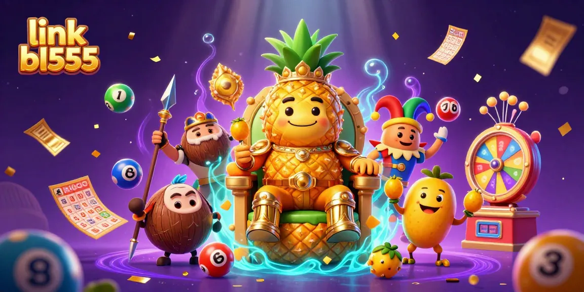Join the excitement of link bl555 with the golden pineapple king and dynamic casino elements in a vibrant scene.