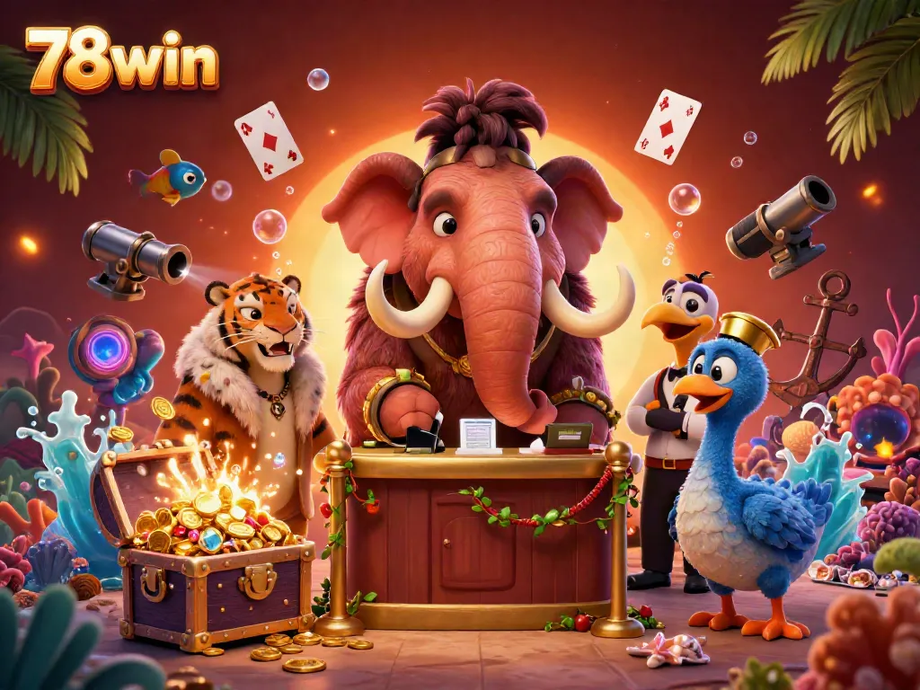 Engage in thrilling gaming adventures at 78win amidst vibrant underwater treasures and charismatic characters.