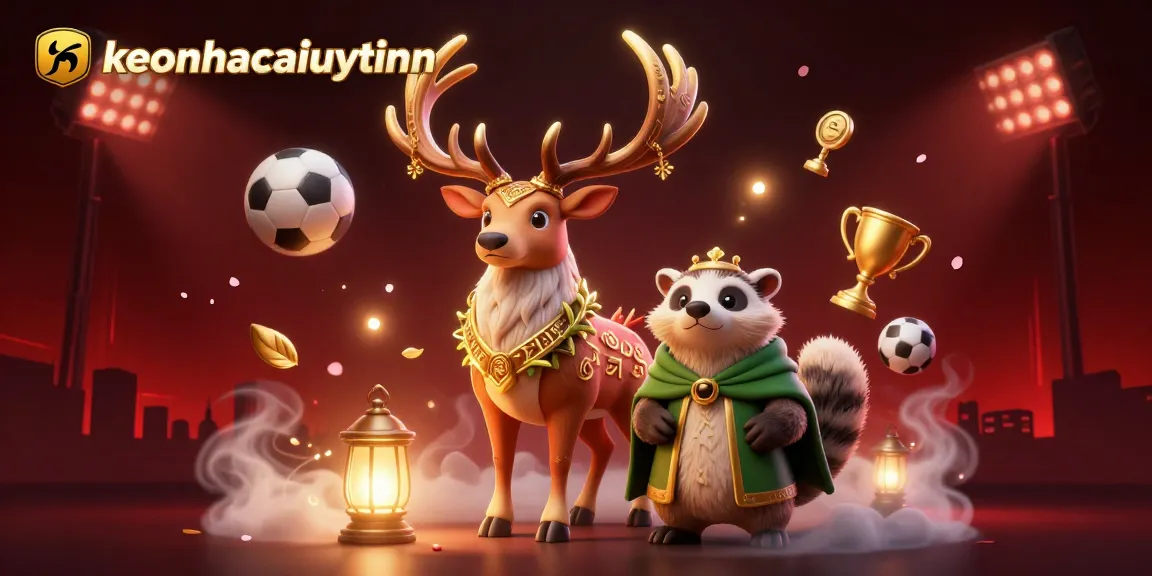 Engage with keonhacaiuytinn through an animated fantasy scene showcasing a druid stag and mystical elements representing sports betting.