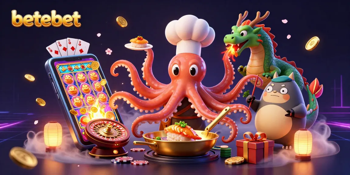 Experience the excitement of betebet with vibrant 3D characters and casino-themed elements.