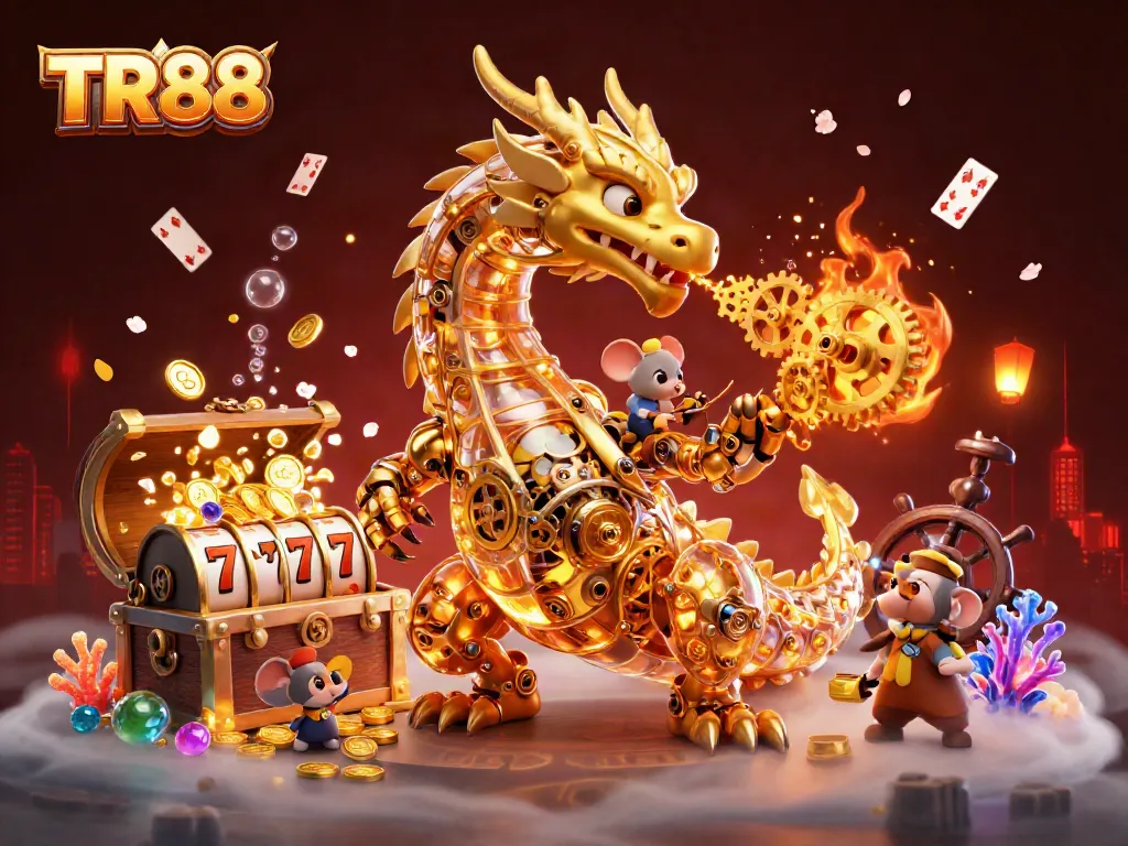 TR88 engages players with golden treasures and slot reels in a vivid underwater casino adventure.