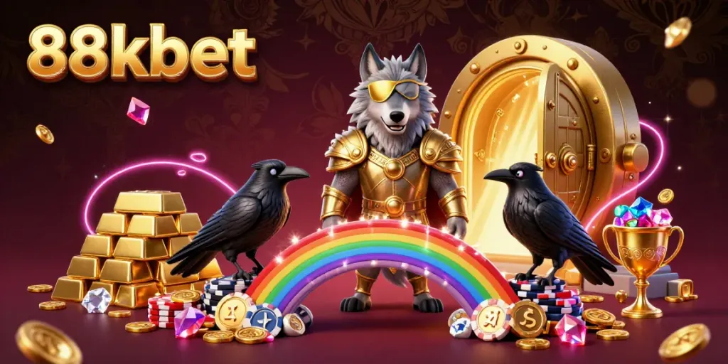 Join Odin and his ravens in the vibrant world of 88kbet, filled with treasures and casino excitement.