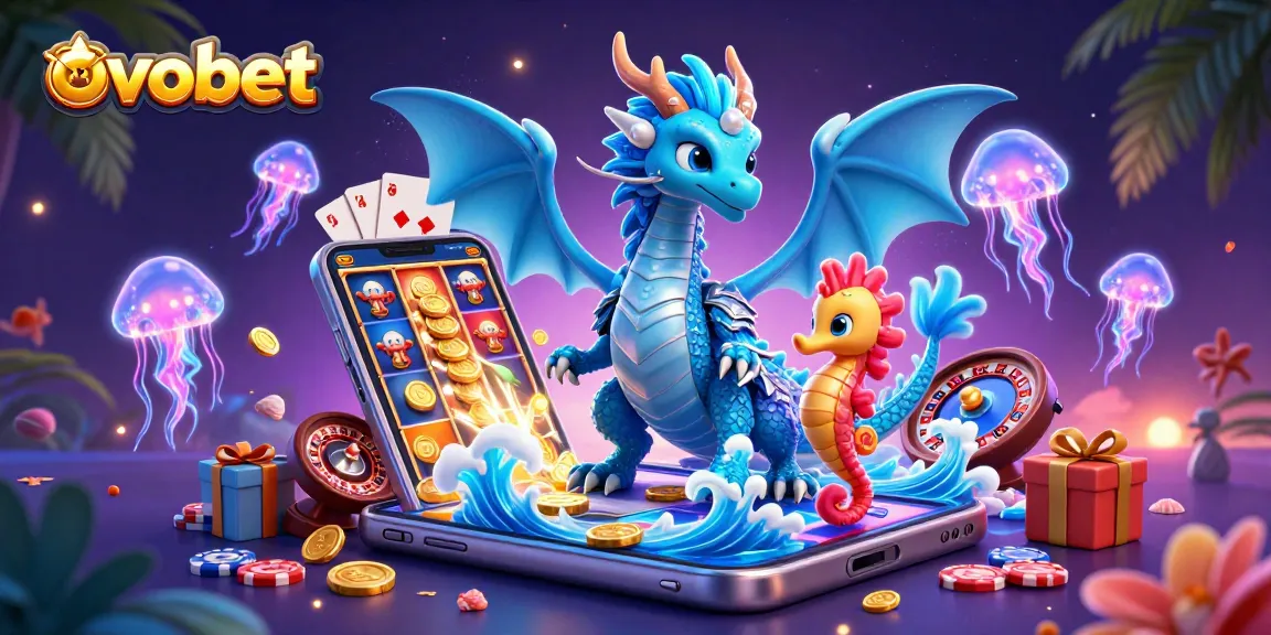 Nikmati keseruan bermain ovobet dengan ilustrasi kasino 3D yang penuh warna dan aksi.