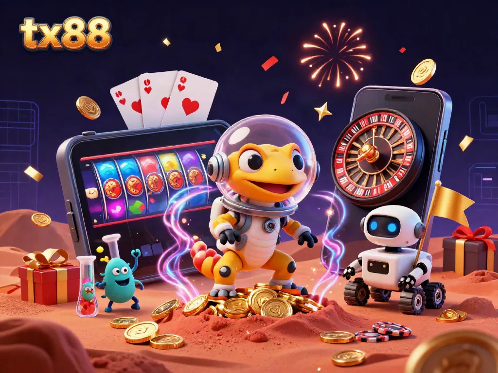 Experience tx88's thrilling journey with a Martian gecko uncovering hidden casino treasures!