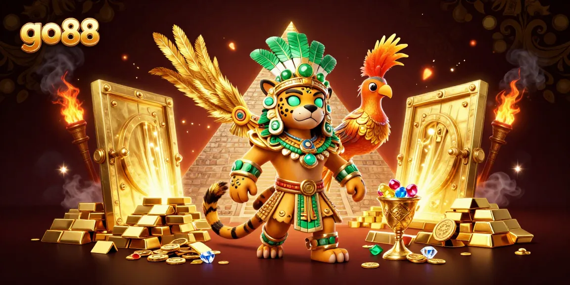 Experience the exhilarating thrills of go88 with vibrant 3D casino characters amidst gold treasures.