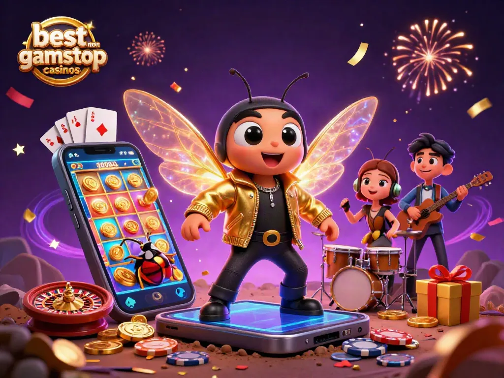 Experience the excitement of the best non gamstop casinos with vibrant 3D illustration of casino characters.