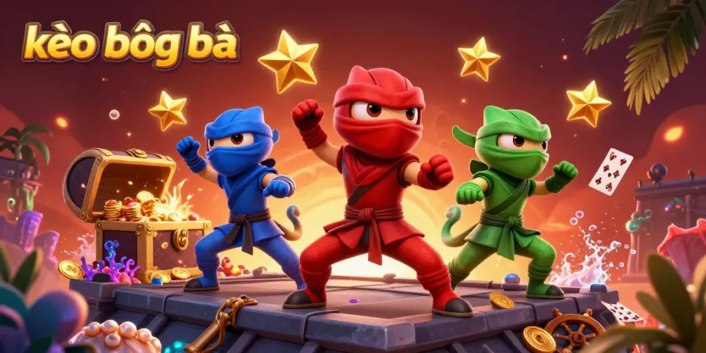 Experience thrilling kèo bóng đá action with dynamic chameleon ninjas in a vibrant, high-energy scene.