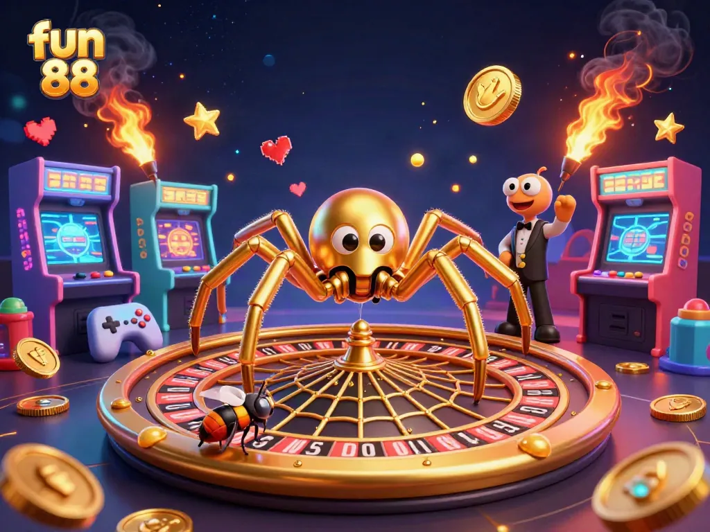 Experience fun 88 with engaging roulette bets amid vibrant arcade game elements!
