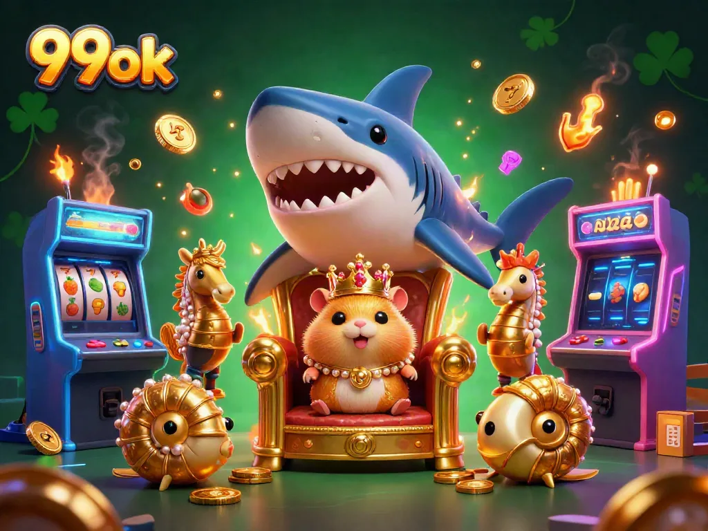 Experience thrilling gameplay in 99ok's vibrant casino environment featuring a hamster king.