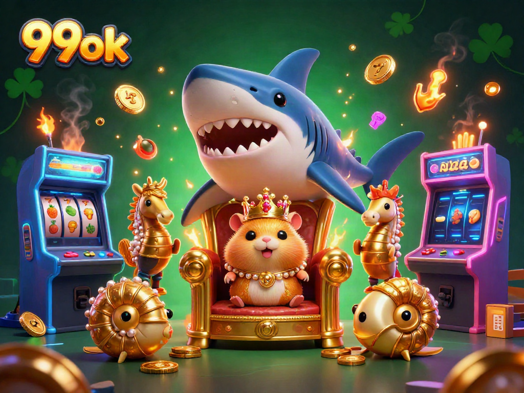 Experience thrilling gameplay in 99ok's vibrant casino environment featuring a hamster king.