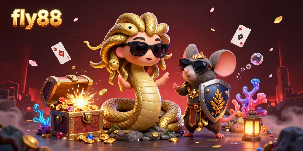Experience thrilling gaming with fly88 as Medusa and a mouse warrior unlock treasures.