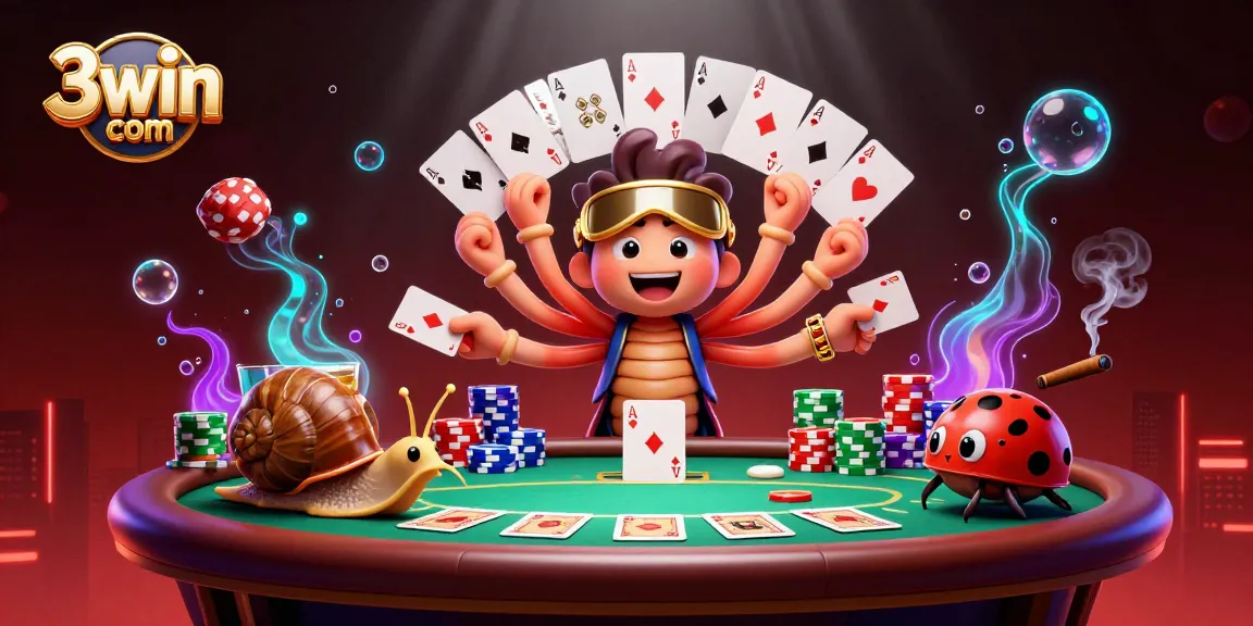 Experience thrilling action at 3win com with a vibrant casino scene featuring animated characters and game elements.