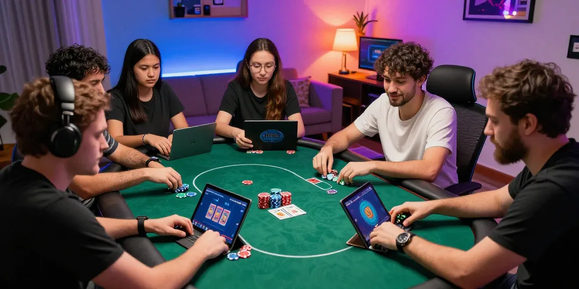 Engaging scene of players at a virtual poker game on Situs Poker Uang Asli Dewapoker, showcasing excitement and community.