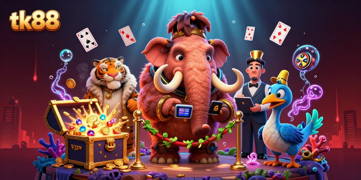 Experience the excitement of tk88 Casino with a vibrant 3D scene featuring unique characters and rich gaming elements.