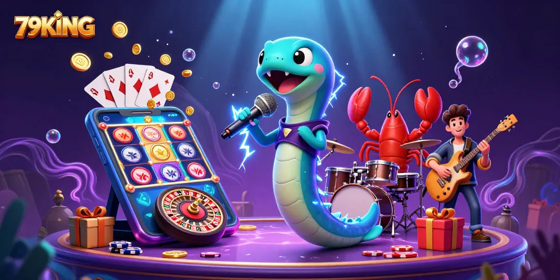 79KING captivates players with vibrant underwater casino scene featuring dynamic performers and slot games.