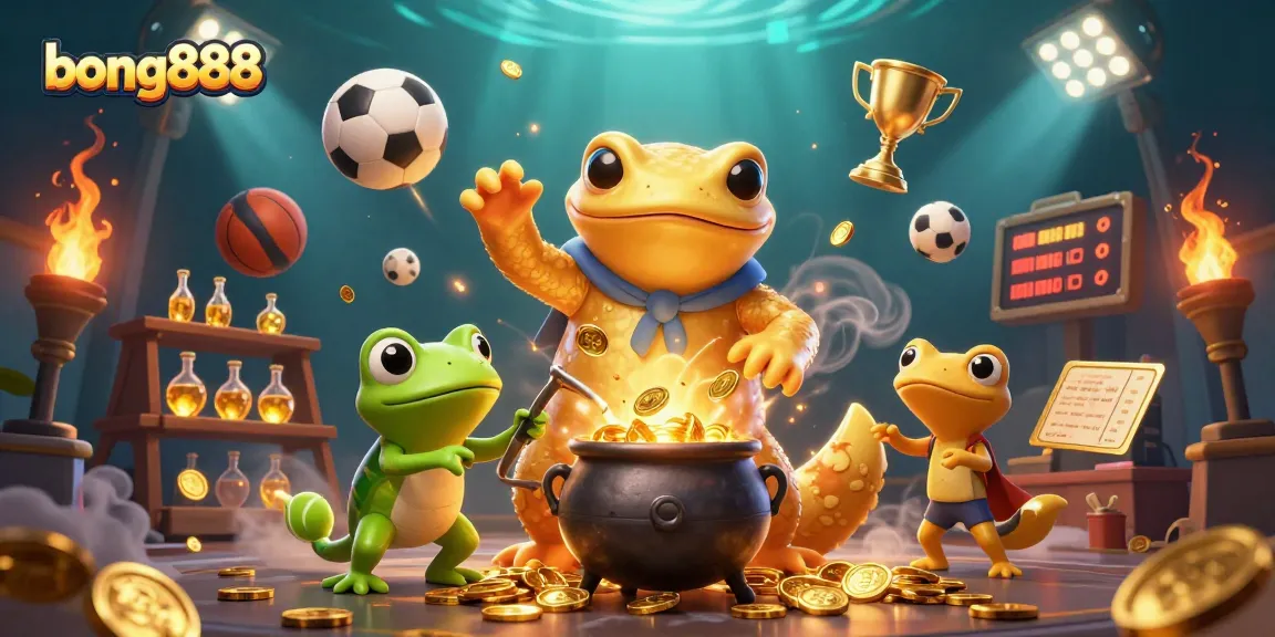 Bong888 reveals a captivating golden alchemist scene blending sports and magic with vibrant, dynamic elements.