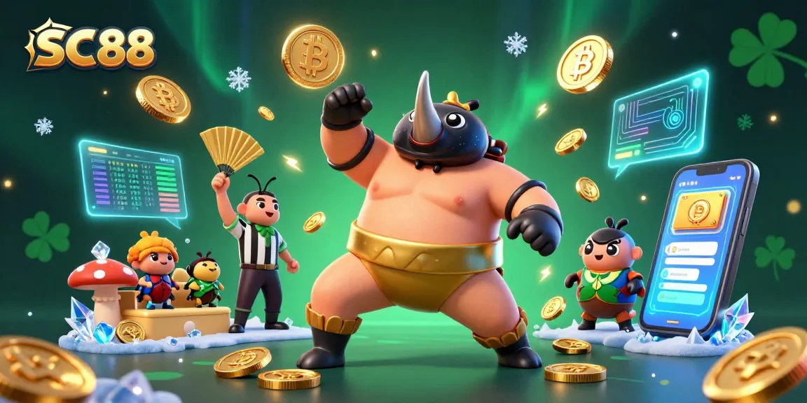 Engage with SC88's thrilling 3D casino scene featuring dynamic characters and vibrant elements.