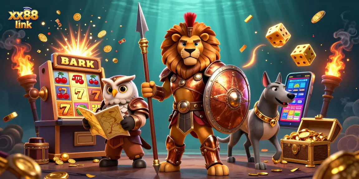Win big by accessing the exciting games at xx88 link, featuring a dynamic casino atmosphere with vibrant characters.