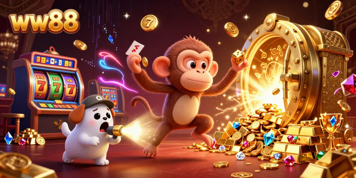 Experience the thrilling action of ww88's vibrant casino world with mischievous characters and sparkling treasures.