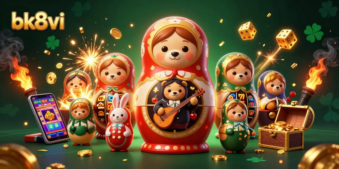 Experience the excitement of bk8vi online casino with 3D slot machine and festive elements.