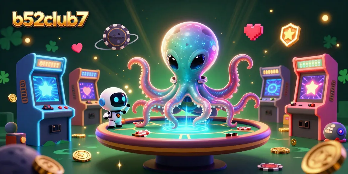Join the excitement at b52club7 with a vibrant poker experience featuring an alien octopus and gaming elements.