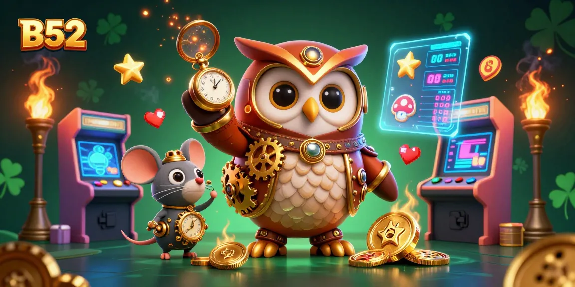 Engage with B52-themed casino adventures featuring a whimsical owl and vibrant game elements.