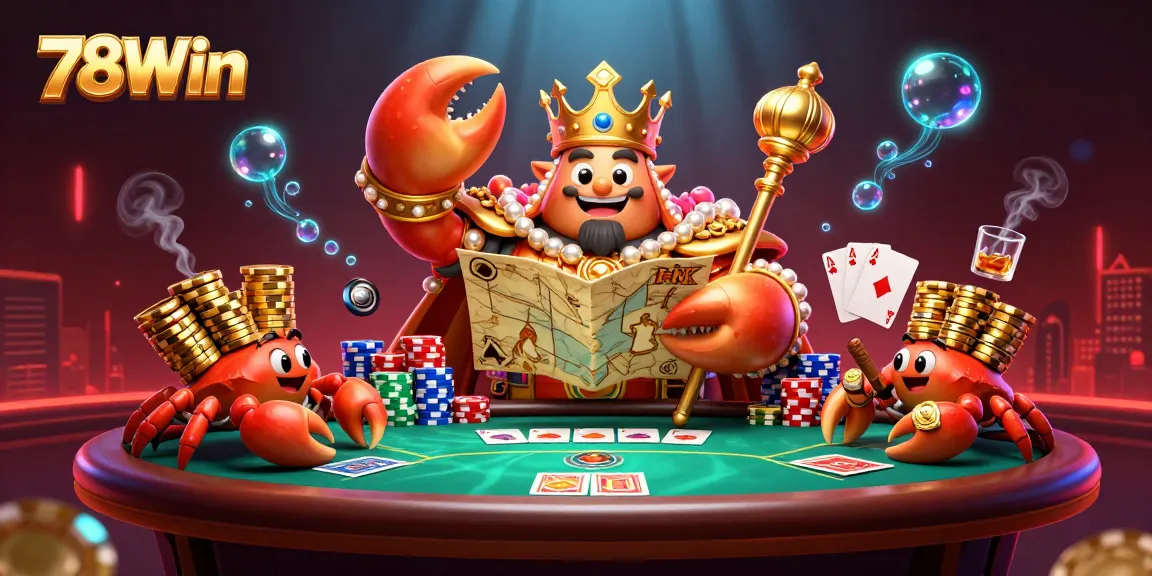 Experience the thrill of winning big with 78Win's vibrant casino atmosphere featuring a golden crab emperor.