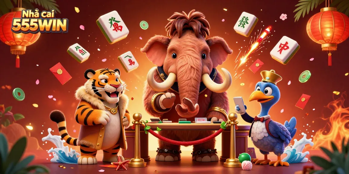 Engage with Nhà cái 555WIN's vibrant casino experience featuring VIP guests and lively gaming elements.