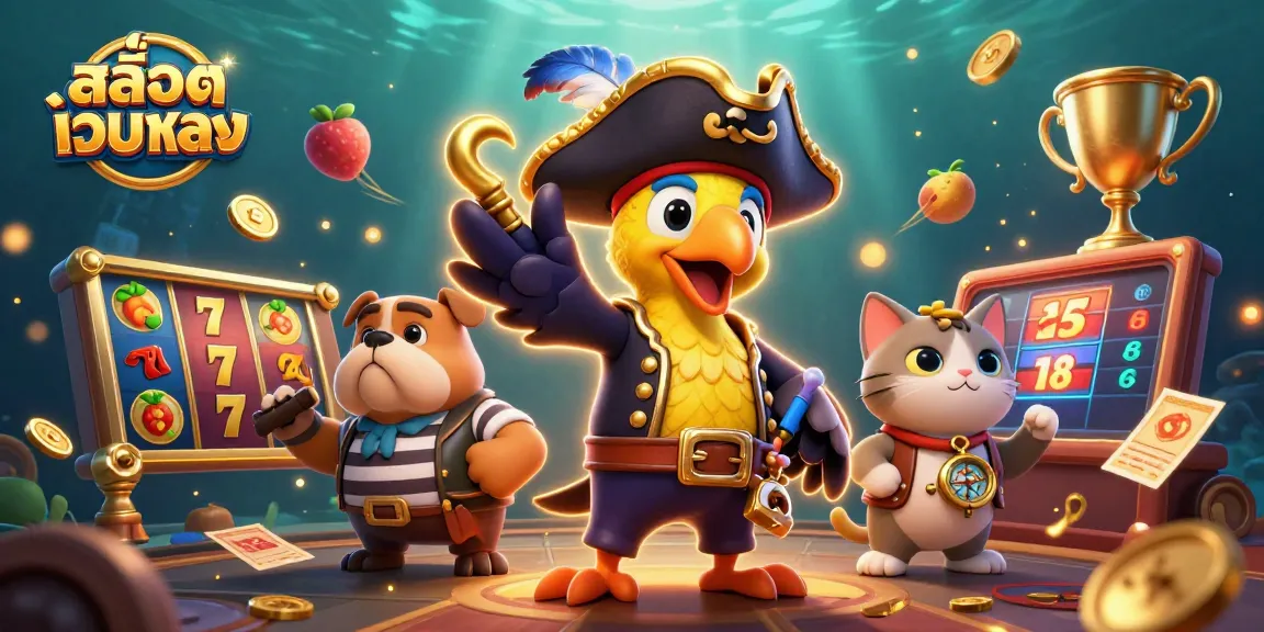 Experience thrilling สล็อตเว็บตรง gaming with dynamic slot reels, vibrant characters, and rich golden elements.