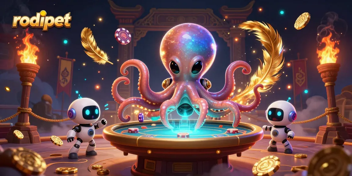 Engage with rodipet's alien poker adventure, featuring an octopus dealer and exciting cosmic betting!