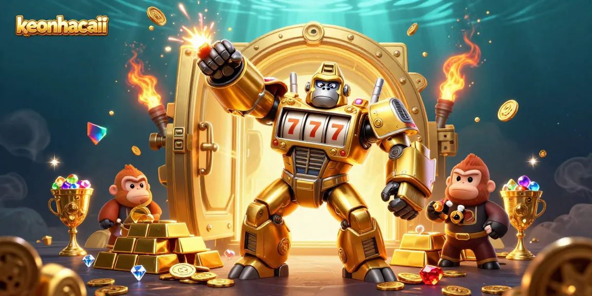 keonhacaii visualizes a thrilling casino adventure with a mech and treasures