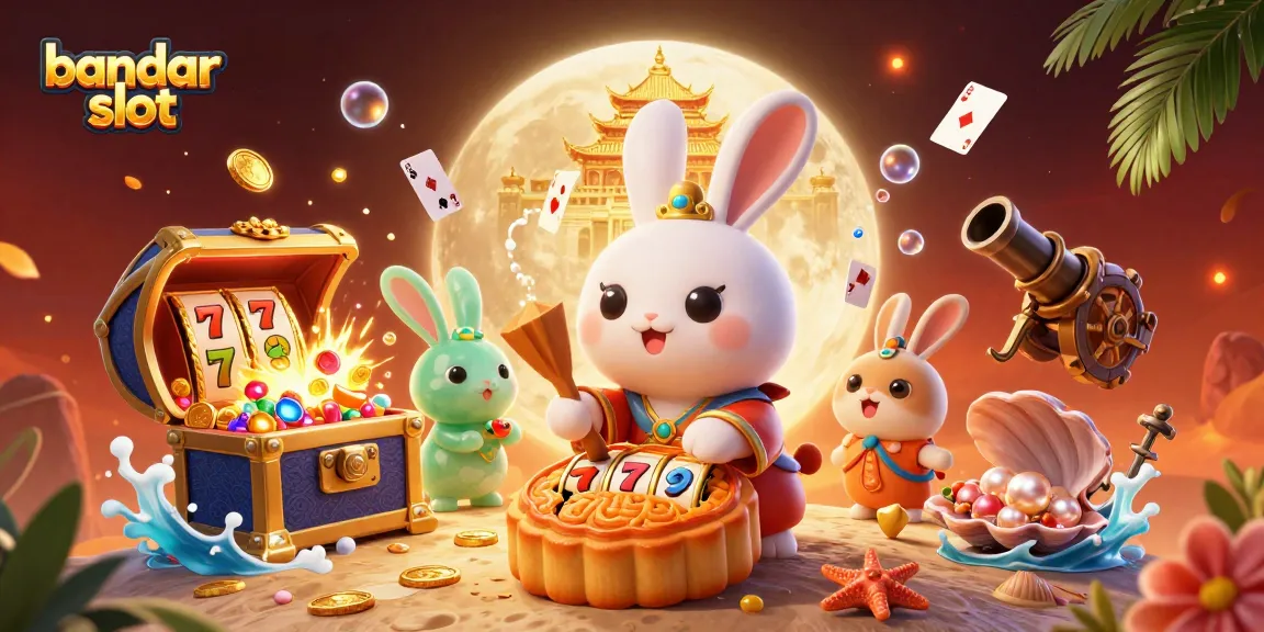 Experience thrilling wins at bandar slot with 3D lunar rabbit characters celebrating exciting casino games.