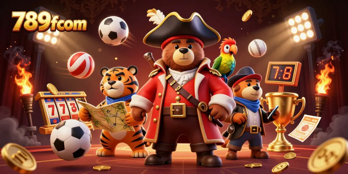 Experience thrilling gaming with 789fcom’s casino adventure featuring a pirate bear and dynamic sports elements.