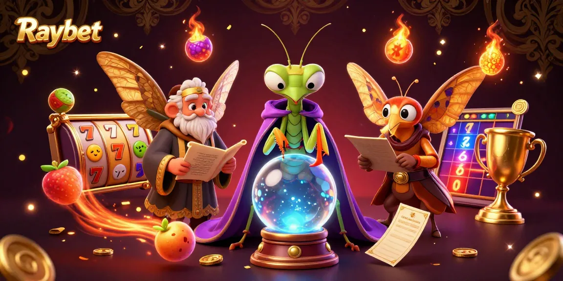 Spin to win at Raybet with vibrant slot reels and a mystical fortune teller in action.