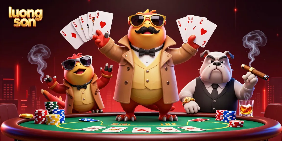 Experience thrilling casino action with luong son, featuring cartoon raptors and poker elements.